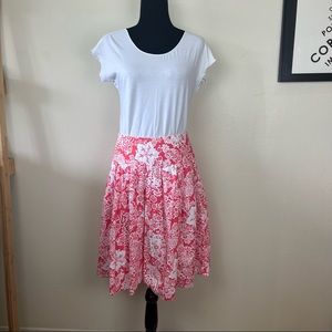 Dress Barn Floral Cotton Skirt, Pink/Coral Pattern, 30 Inch Waist, 24 Length S/8
